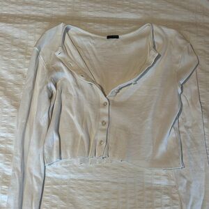 Brandy Melville White Long Sleeve Button Up
